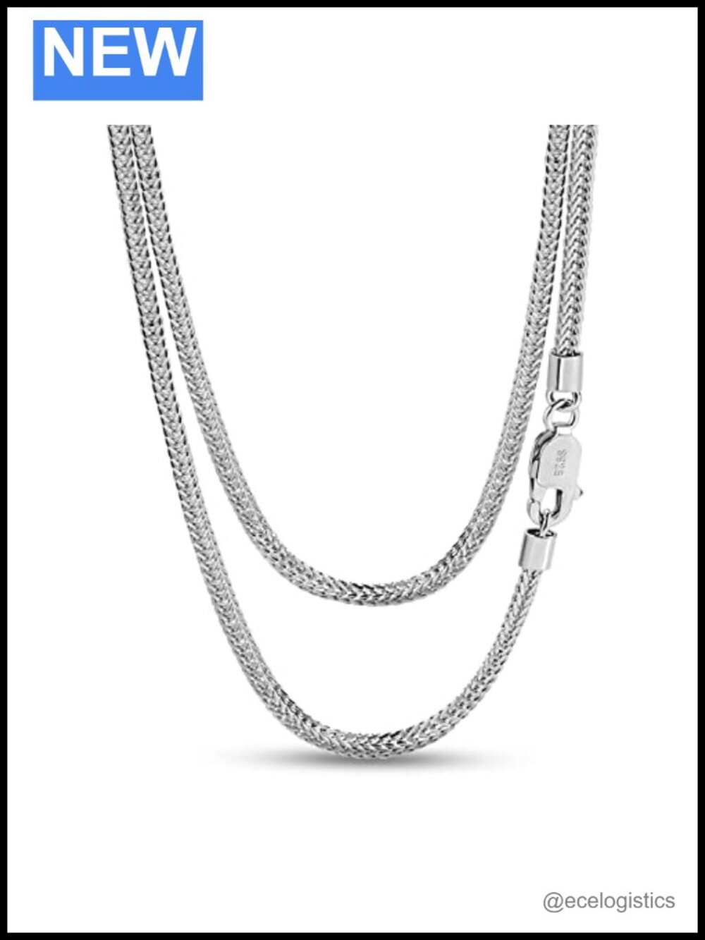 925 Sterling Silver Chopin Chain Necklace Minimalist Men's Unisex 2MM